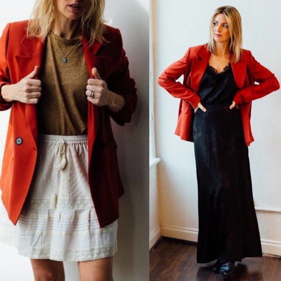 ANINE BING Becky Double Breasted Oversized Stretch Twill Blazer in Rust Large - Picture 13 of 13